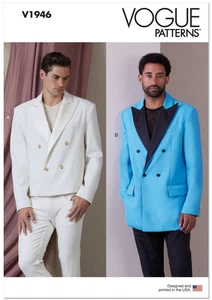 Chaqueta sin forro Vogue V1946 patrón de costura para hombre talla MUU (34-36-38-40) SIN CORTAR - Imagen 1 de 9