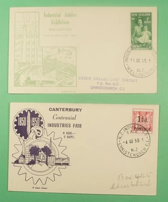 DR WHO 1950 NUEVA ZELANDA 2 EXPO/FAIR JASON CACHET EMBALAJE ORIGINAL ESLOGAN CANCELAR M50764 Foto 1 de 2