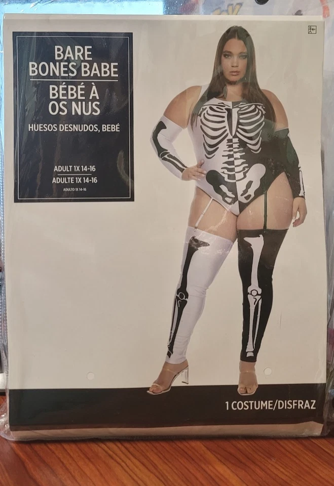 BARE BONES BABE Sexy Women’s Skeleton BBW Plusize Costume  - Image 1 of 1