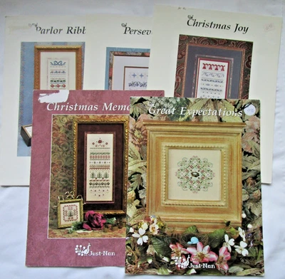 Lote de 5 patrones de punto de cruz contados Just Nan Foto 1 de 4