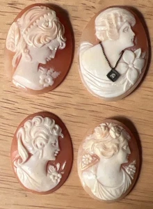 4 CAMEOS UNMOUNTED, 1 w/ DIAMOND … 2 - 1.5” n 2 - 1” - Picture 1 of 10