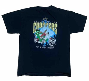 VTG Peace Frogs T-Shirt Black Short Sleeve Graphic Biker Choppers Sz M Retro - Picture 1 of 8