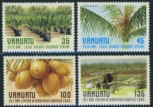 Estampillas postales Vanuatu #438-441 IRHO Coconut Research Station 1987 como nuevas LH - Imagen 1 de 1