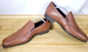 Ecco Men's Slip On Dress Shoes Solid Brown Leather Shock Point 42 Size 10.5 - Picture 1 of 18