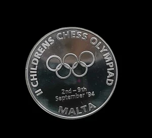 II Kinder Schach Olympiade Münze/Medaille, September '94 - MALTA - Bild 1 von 4