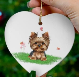 YORKIE YORKSHIRE TERRIER PUPPY BUTTERFLY Ceramic Ornament, 4 Shapes, GIFT - Picture 1 of 13