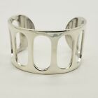 Vintage H.Pozzo Sterling Silver 35' mm Wide Bangle Cuff Bracelet Made in France