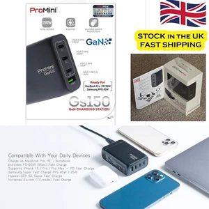 150W GaN USB Charger Station- Type C - ProMini GT150 Tri-PD + QC Charger 225g UK - Picture 1 of 17