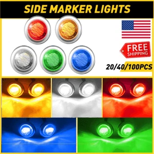 Luces de señalización laterales LED redondas de bala rojas cromadas de 3/4" para autocaravana remolque de 12 V EE. UU. - Imagen 1 de 43