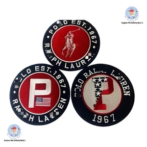 "Paquete de 3 parches bordados estilo polo - Juego de apliques de insignia cosida para planchar de 3,75""" - Imagen 1 de 3