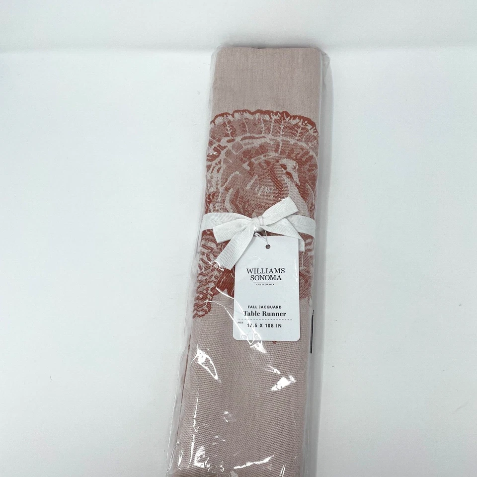 Williams Sonoma Acción de Gracias Pavo Jacquard 18.5”x 108” Corredor de Mesa Algodón Nuevo con Etiquetas Foto 1 de 4