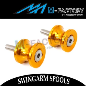 Gold CNC Paddock Spools 6mm Bolts For Aprilia Buell Yamaha Motorcycles - Picture 1 of 2