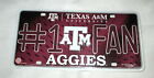 TEXAS A&M AGGIES #1 FAN EMBOSSED METAL LICENSE PLATE #12 - NEW