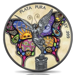 1 Unze 999 Silber Mexican Libertad - Schmetterling - farbig & rutheniumbeschichtet - Bild 1 von 2
