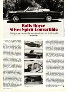 1983 ROLLS-ROYCE SILVER SPIRIT CONVERTIBLE ~ GREAT ARTICLE / AD - Picture 1 of 1