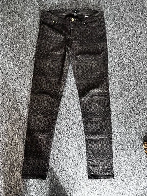 H&M Brown & Gold Patterned Slim Jeans - UK 14 (EUR 42) 32" Leg - Image 1 of 4