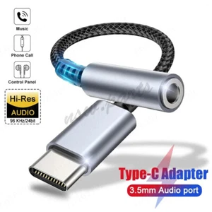 USB Type C to 3.5mm Headphone Audio Aux Stereo Cable Adapter For IOS 15 Samsung - Picture 1 of 14