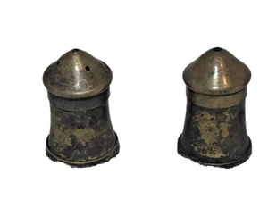 Antique Brass(?) Tiny Salt & Pepper Set About An Inch High - Picture 1 of 2