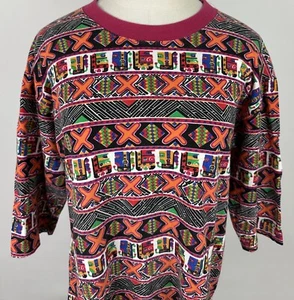Camiseta Vintage Años 90 Estampado Geométrico MUJER M Rosa Fucsia Colorido Arte Hiphop - Imagen 1 de 14
