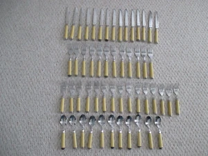 Pfaltzgraff Pistoulet ?? Retro Yellow  Flatware 53 pc mixed set - Picture 1 of 6