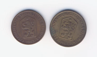 2 coins Czechoslovakia 1963 1965   lot#121915 - Image 1 of 2