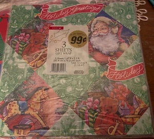 Vintage Cleo Weihnachten Geschenkpapier von 1999 & 2000 3 Blatt pro Packung - Bild 1 von 9