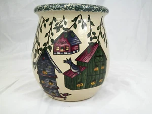 Casey Pottery Marshall Texas Hand Made in USA Crock Vase Birdhouses Farm Birds - Picture 1 of 7