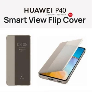 Genuine Official Huawei P40 Smart View Flip Cover Leather Case Khaki - 51993705 - Picture 1 of 7