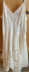 VINTAGE LACE CUTOUT SHANGHAI CHINA SHEER NIGHTGOWN SLIP DRESS WOMENS SZ M - Picture 1 of 7