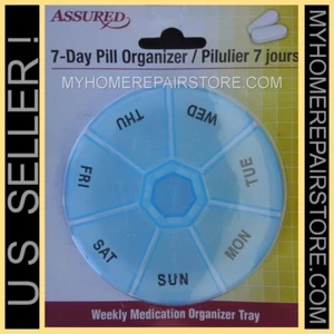 US VERKÄUFER!—BLAU RUND—7 TAGE—WÖCHENTLICH—PILLENORGANIZER—TABLETT—MEDIZINBOX—REISEETUI - Bild 1 von 9