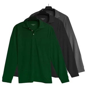 New Croft & Barrow Men's Lightweight Easy-Care Long-Sleeve Textured Stripes Polo - Picture 1 of 6