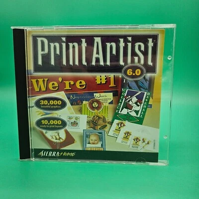 PRINT ARTIST 6.0 PC CD Rom 1999 Sierra Home 175K Graphics Complete Tested VG+ - Image 1 of 3