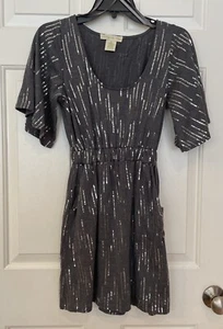 Anthropologie Staring At Stars Gray Silver Sequined Mini Dress Size XS - Picture 1 of 4