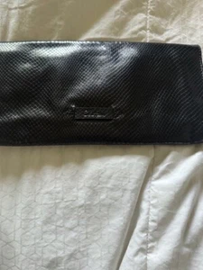 Cole Haan Black Croc Embossed Patent Leather Clutch Bag - Picture 1 of 7