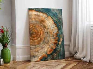 Pintura vibrante de anillo de árbol, impresión abstracta en lienzo sin marco arte de pared australiano - Imagen 1 de 4