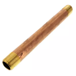 Pezón para tubería de latón para plomería 4" MPT x 10" de largo, roscado macho - Imagen 1 de 2