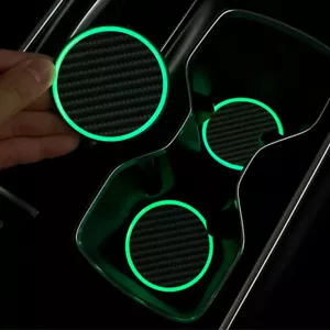 2x Glowing-in-Dark Car Cup Holder Night Light Pad Mat Drink Coaster Accessories - Picture 1 of 9