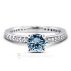 1.10ct Blue SI1 Round Natural Certified Diamonds 18k Gold Classic Accent Ring