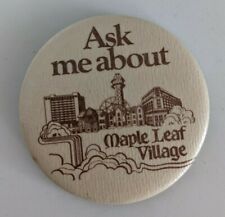 Vintage Maple Leaf Village Niagara Falls Canada Amusement Park Pinback Button