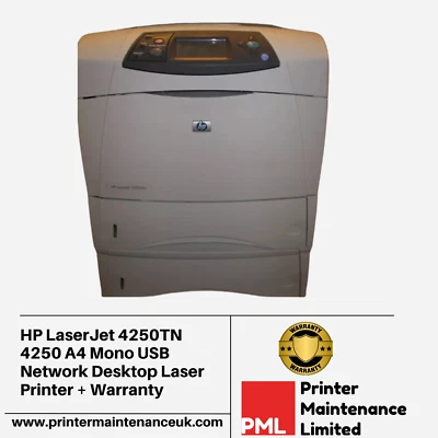 HP LaserJet 4250TN A4 Mono USB Netzwerk Desktop Laserdrucker + Garantie - Bild 1 von 2