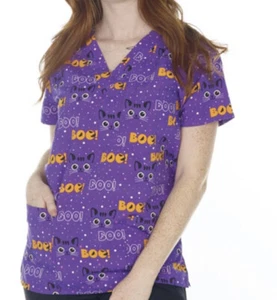 NWT Women's Medium Boo Halloween I Love Scrubs Scrub Top - Picture 1 of 1