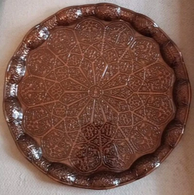 Turkish Ottoman Coffee Tea 13 3/4 inches Serving Tray Copper Color - Image 1 of 4