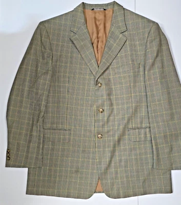 Coppley  Sport Coat Mens Blazer 44R Brown Reddish Windowpane Check Wool Bespoke - Image 1 of 4