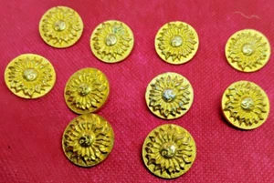Lot Of 10 Sun Face Goldtone Solid  Metal 20mm  Vintage Buttons - Picture 1 of 1