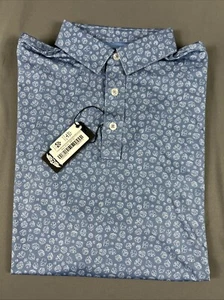 Straight Down Golf Shirt Polo Sleeve Logo High Roller Print Small Blue Gray $98 - Picture 1 of 7