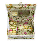 Beautiful Cloth Making Yellow Flower-covered Jewelry Box with Mirror Storage