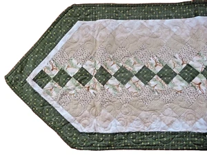 HANDMADE PATCHWORK QUILTED TABLE RUNNER Farm Decor Trees Paisley 54"x20" LARGE - Picture 1 of 4