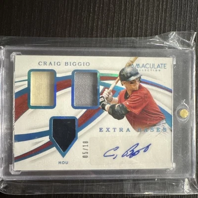 2019 Panini Immaculate Collection Extra Bases Relic Auto Craig Biggio #05/18 - Image 1 of 2