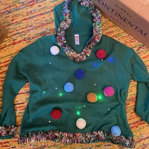 Felpa con cappuccio manica lunga Holiday Time Light Up maglione brutto Natale taglia 2XL - Foto 1 di 9