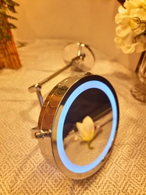 Chrome Mirror Articulating Wall Mount 1x/5x Magnification Allen + Roth Light - Image 1 of 4